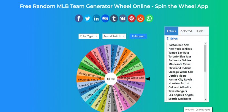 Random MLB Team Generator Wheel